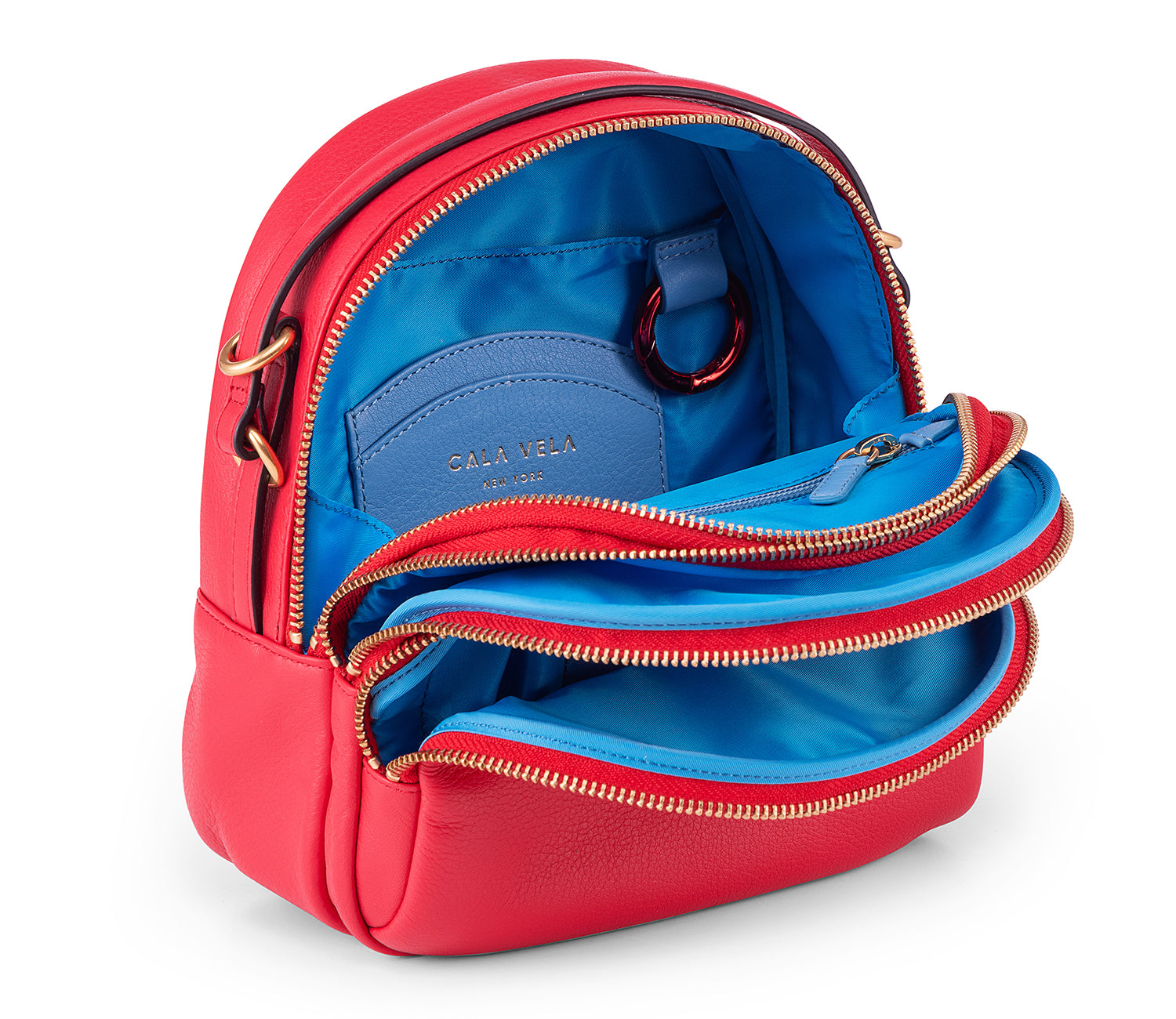 Cala Vela Red Sunrise Bag Leather Multi Zip Mini Convertible Backpack color Sun BLOG_LUXURY_CRAFTSMANSHIP_CLEA  main image 2